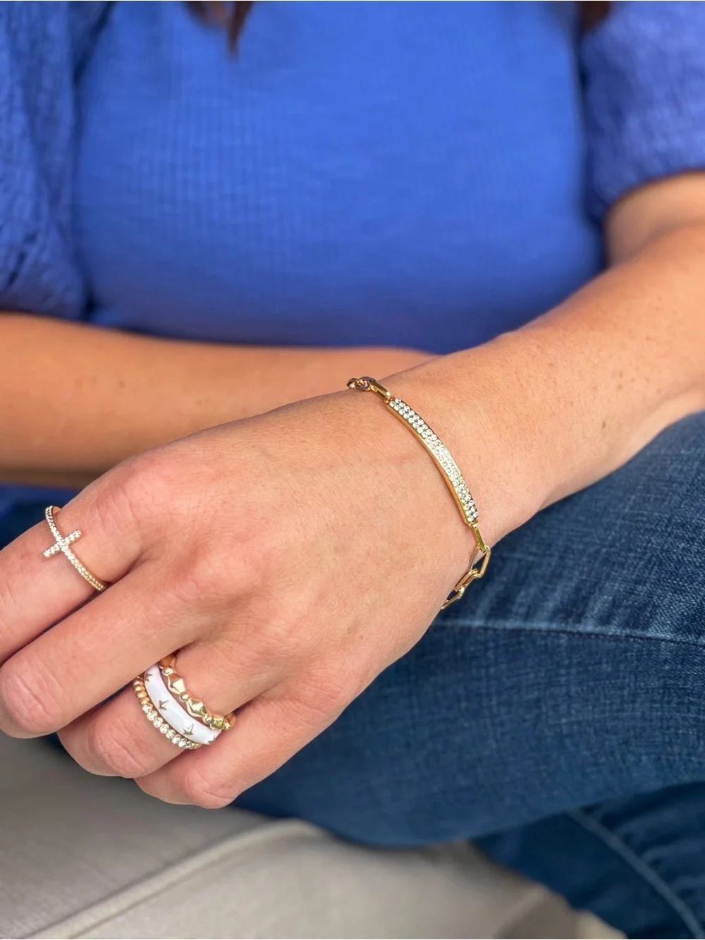 Park Lane Gold Crystal Bar Link Bracelet
